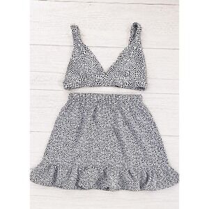 Princess Polly Polka Dot Two Piece Set Size 0 Ruffle Mini Skirt Bralette Concert